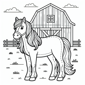 Preview of Free printable page of a horse and barn